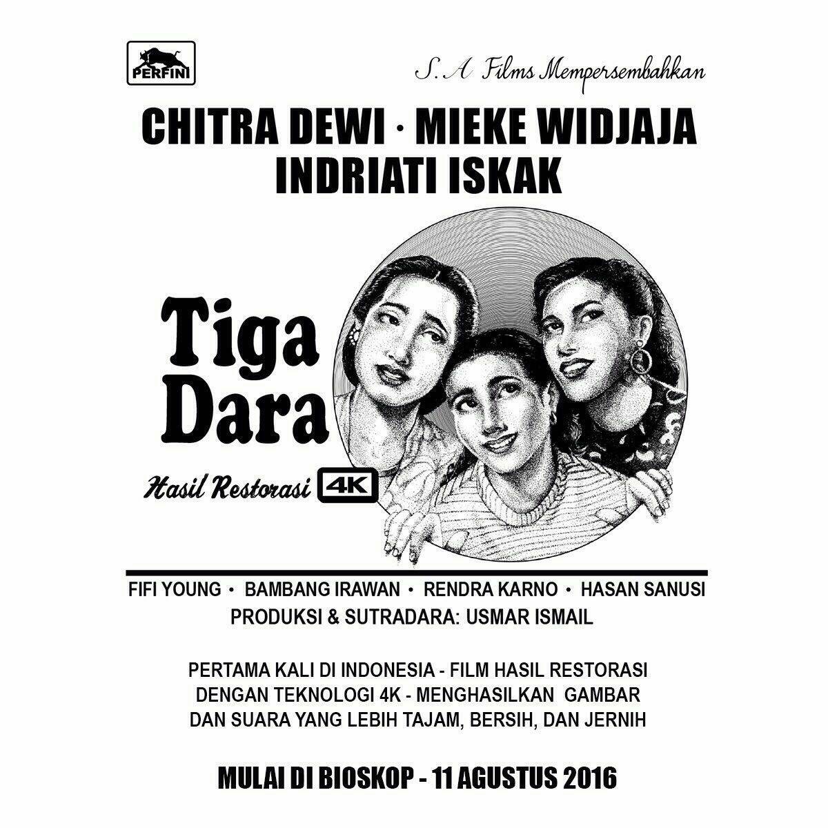 Restorasi Selesai, Film Klasik Tiga Dara Siap Tayang di Bioskop