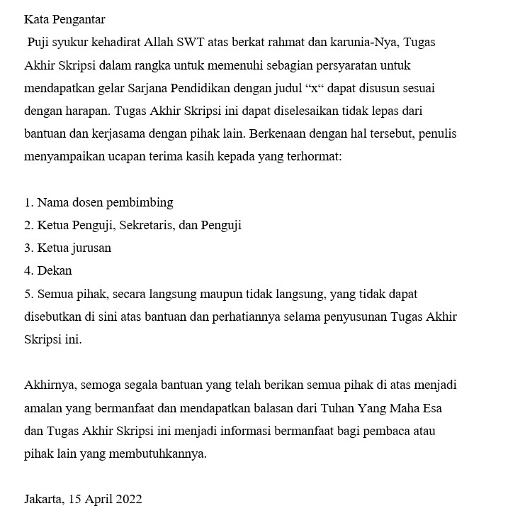 Contoh kata pengantar skripsi