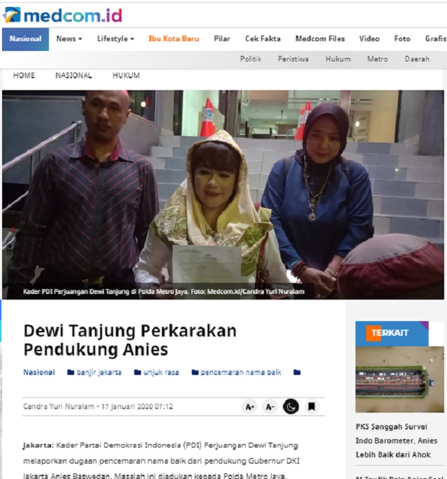 [Cek Fakta] Kader PDIP Dewi Tanjung Meninggal Dunia? Ini Faktanya