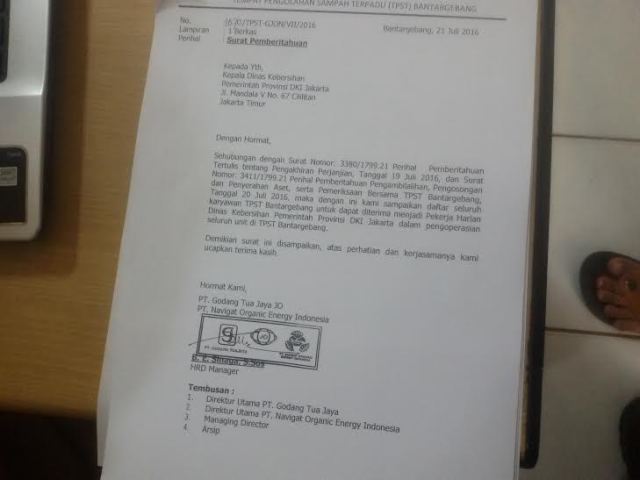 Mantan Karyawan Godang Tua Jaya Direkrut Dinas Kebersihan DKI