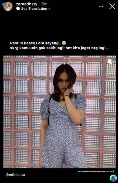 Postingan Adhisty Zara tentang Laura Anna yang telah dihapus. Foto: Twitter @coonvomf