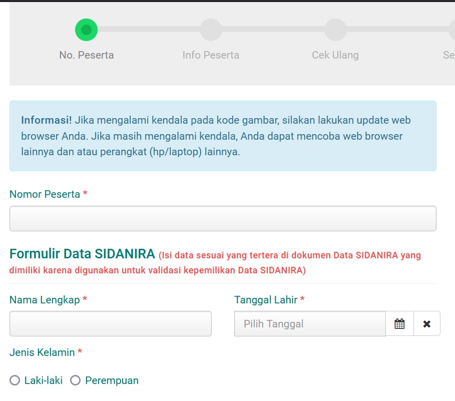 Formulir pengajuan akun PPDB Jakarta