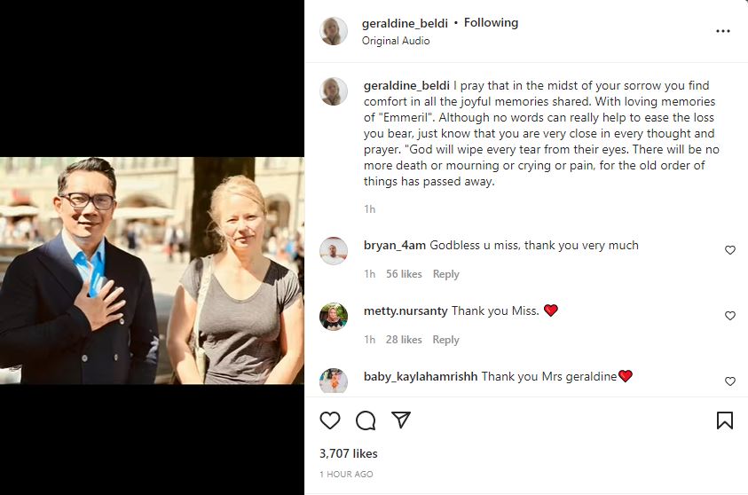 Temukan Jasad Eril, Geraldine Beldi Tulis Pesan Menyentuh untuk Ridwan Kamil