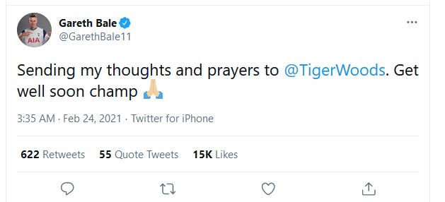 Tiger Wood Kecelakaan, Para Atlet Kirim Doa