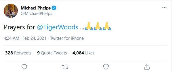 Tiger Wood Kecelakaan, Para Atlet Kirim Doa