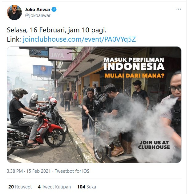 Joko Anwar Punya Akun Clubhouse, Bahas Soal Apa Ya?