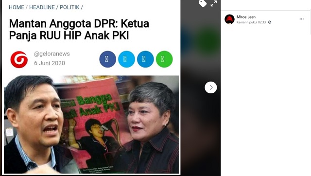 [Cek Fakta] Ketua Panja RUU HIP Anak PKI? Ini Faktanya