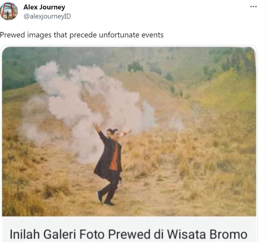 Beredar Hasil Foto Prewed Pakai Flare yang Bikin Bukit Teletubbies Kebakaran, Netizen: B Aja