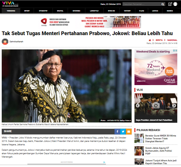 [Cek Fakta] Jokowi Memberikan Setengah Kekuasaannya kepada Prabowo?