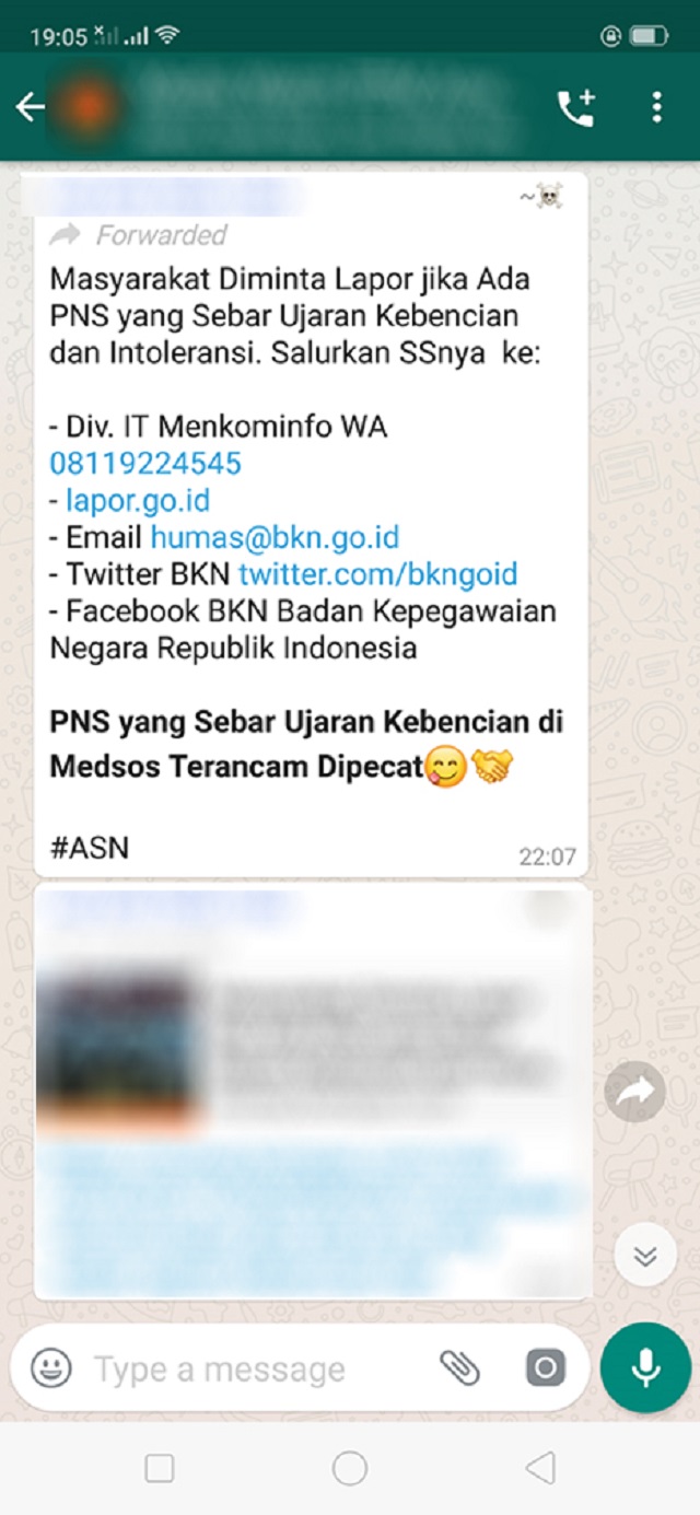 [Cek Fakta] Ajakan Melaporkan ASN Intoleran Bersumber dari BKN dan Kemenkominfo, Benarkah?