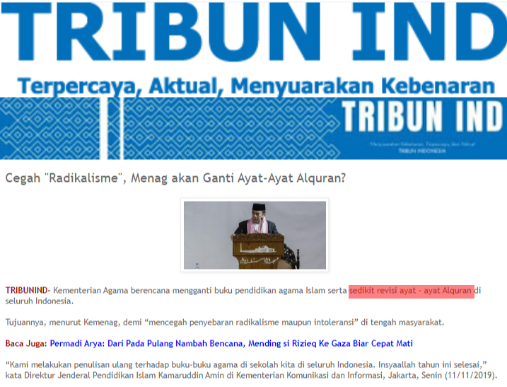 [Hoaks] Menag akan Ganti Ayat-ayat Alquran