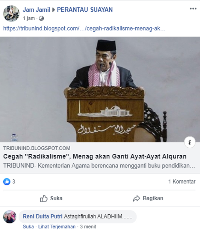 [Hoaks] Menag akan Ganti Ayat-ayat Alquran