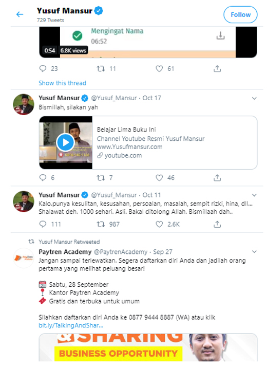 [Cek Fakta] Ustaz Yusuf Mansur Sarankan Prabowo Jadi Ketua RT Dulu? Ini Faktanya