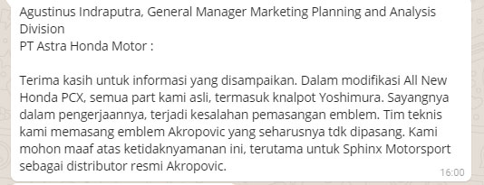 Yoshimura Pastikan R11 Palsu di All New PCX Modif