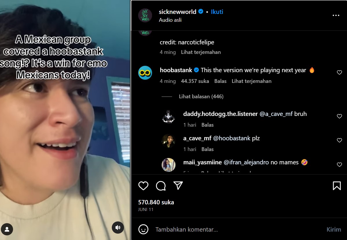 Begini Jadinya Lagu The Reason-Hoobastank Dicover Jadi Berbahasa Spanyol dengan Musik Dansa