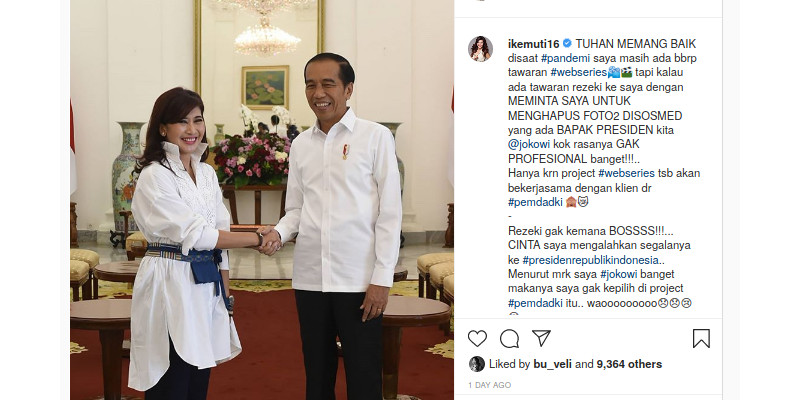 Ike Muti Ungkap Diminta Hapus Foto Jokowi Demi Proyek di DKI