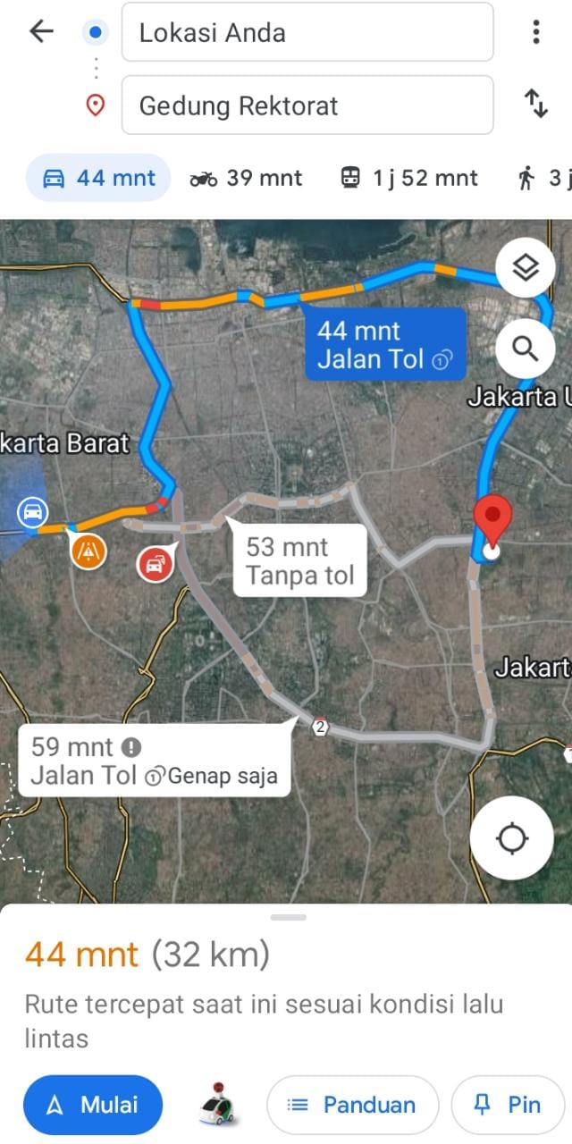 Informasi rute jalan ganjil genap Google Maps