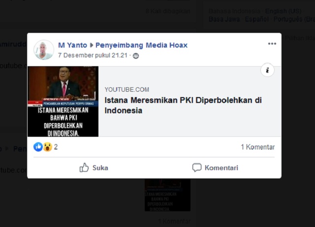 [Cek Fakta] Istana Meresmikan PKI dan Diperbolehkan di Indonesia