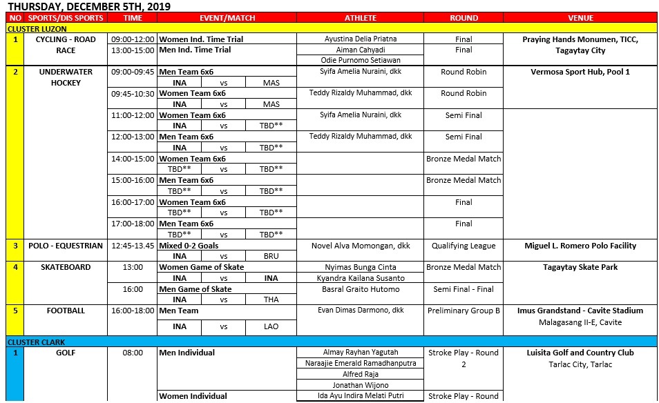 Jadwal Kontingen Indonesia di SEA Games Hari Ini