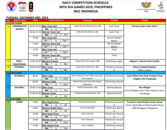 Jadwal Lengkap SEA Games Kontingen Indonesia Hari Ini