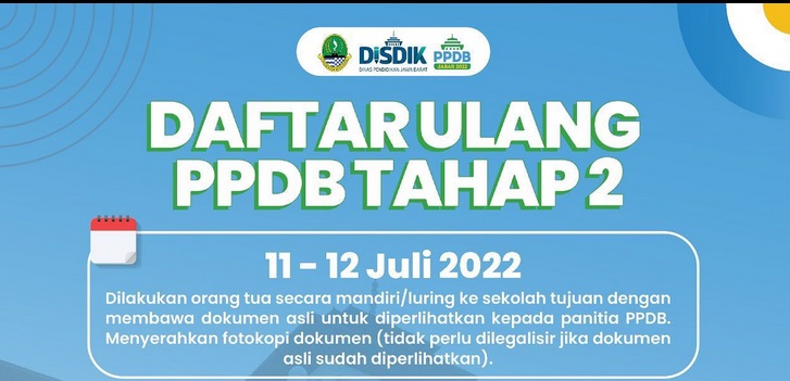 Jangan Lupa, Daftar Ulang PPDB Jabar Tahap 2 Mulai 11 Juli 2022