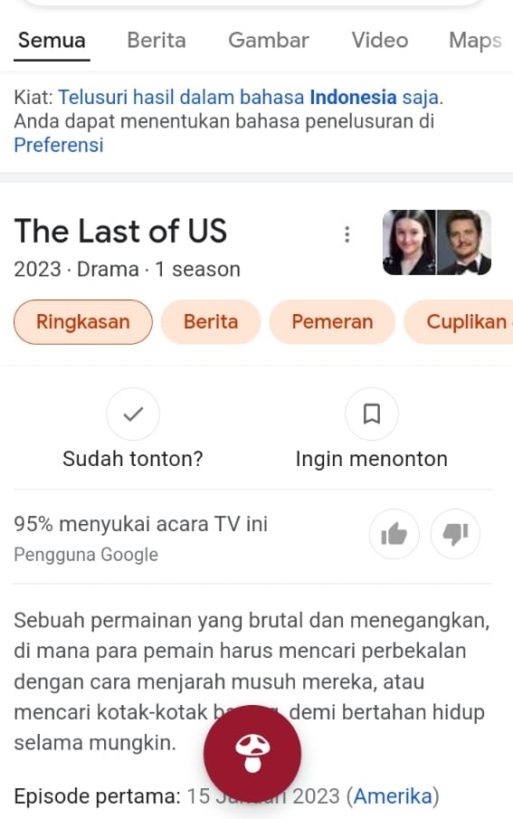 Ngeri! Ketik The Last of Us HBO di Google Layar HP Penuh Jamur Cordyceps