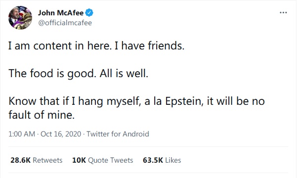 Juragan Antivirus John McAfee Tewas di Penjara, Cuitan Lawasnya Ini Jadi Sorotan