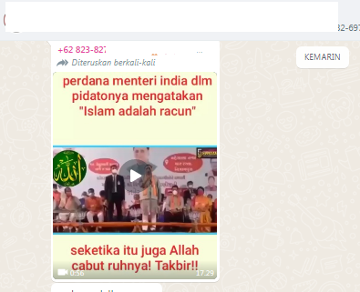[Cek Fakta] Video Perdana Menteri India Sebut Islam Racun dan Seketika Meninggal? Ini Faktanya