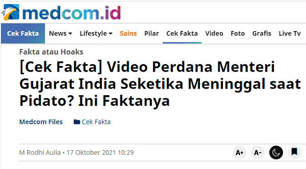 [Cek Fakta] Video Perdana Menteri India Sebut Islam Racun dan Seketika Meninggal? Ini Faktanya