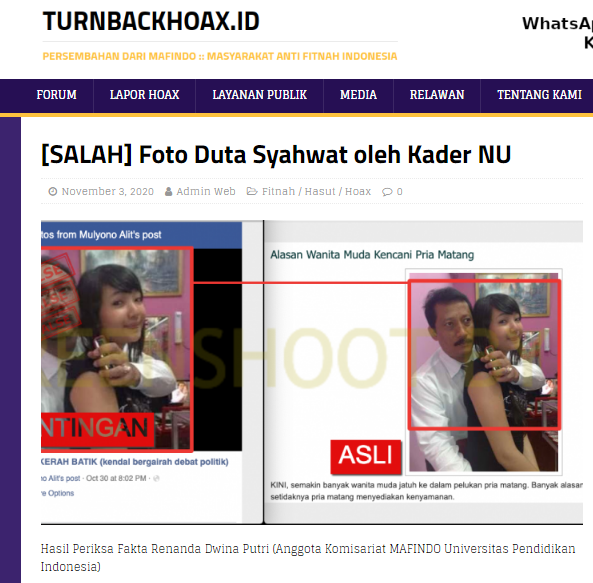 [Cek Fakta] Foto Menteri Yaqut dengan Seorang Perempuan? Ini Faktanya