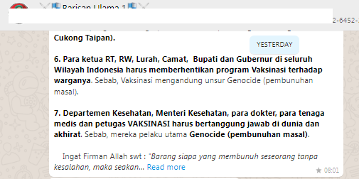 [Cek Fakta] Vaksinasi Genosida? Ini Faktanya