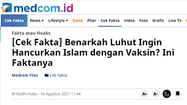 [Cek Fakta] Vaksinasi Genosida? Ini Faktanya