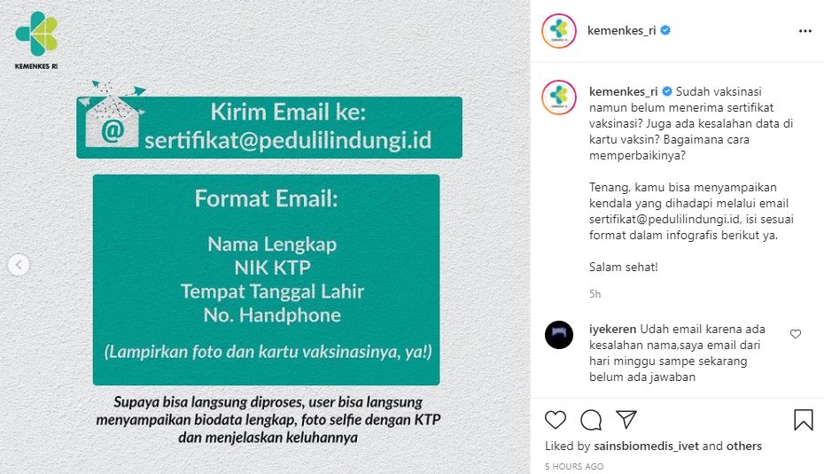 Jangan Panik Jika Terlambat Terima Sertifikat Vaksin atau Data Salah! Lakukan Hal Ini
