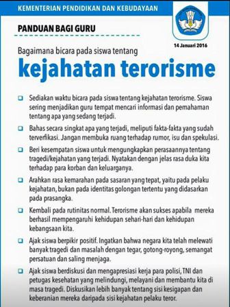 Ini Panduan Kemendikbud Menghindari Anak dari Terorisme