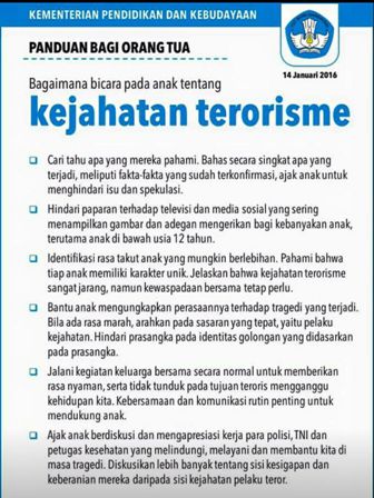 Ini Panduan Kemendikbud Menghindari Anak dari Terorisme
