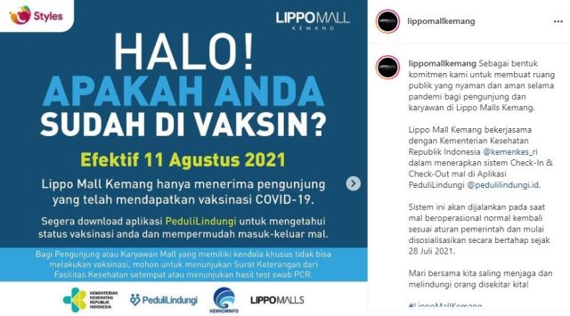 Daftar Mal di Jakarta yang Wajibkan Sertifikat Vaksin untuk Pengunjung