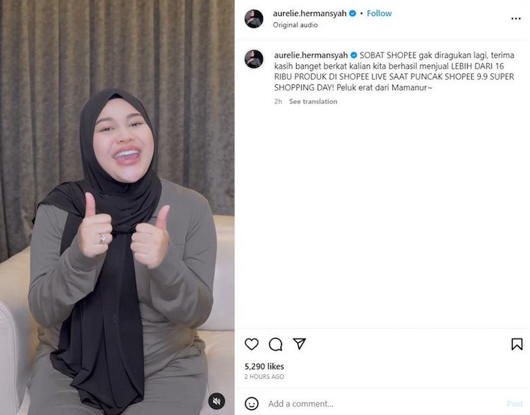 Bertabur Bintang 24 Jam Nonstop di Shopee Live, Ruben Onsu, Sarwendah, hingga Aurel Meriahkan Puncak Kampanye 9.9 dan Raih Keuntungan Fantastis