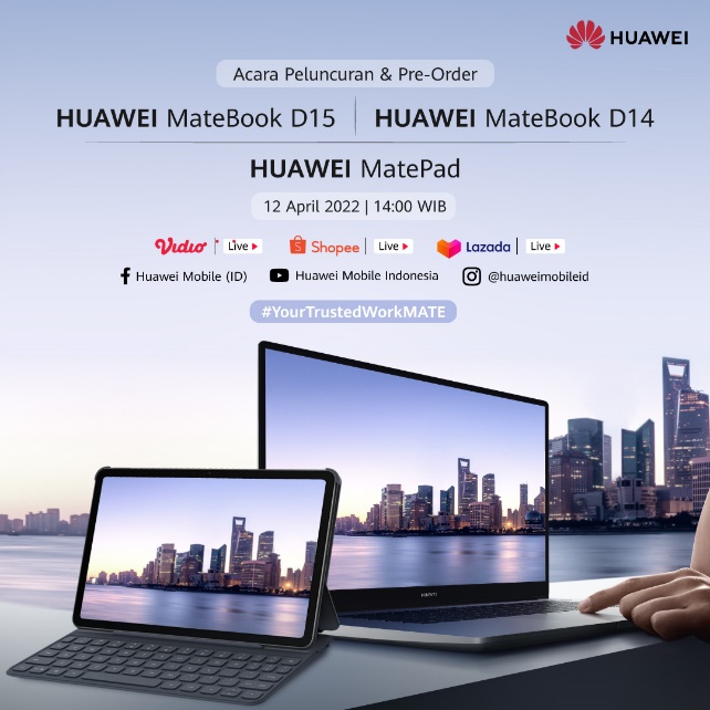 Huawei Hadirkan Laptop Paling Cakep untuk Produktivitas Serba Cepat, HUAWEI MateBook D14 & D15