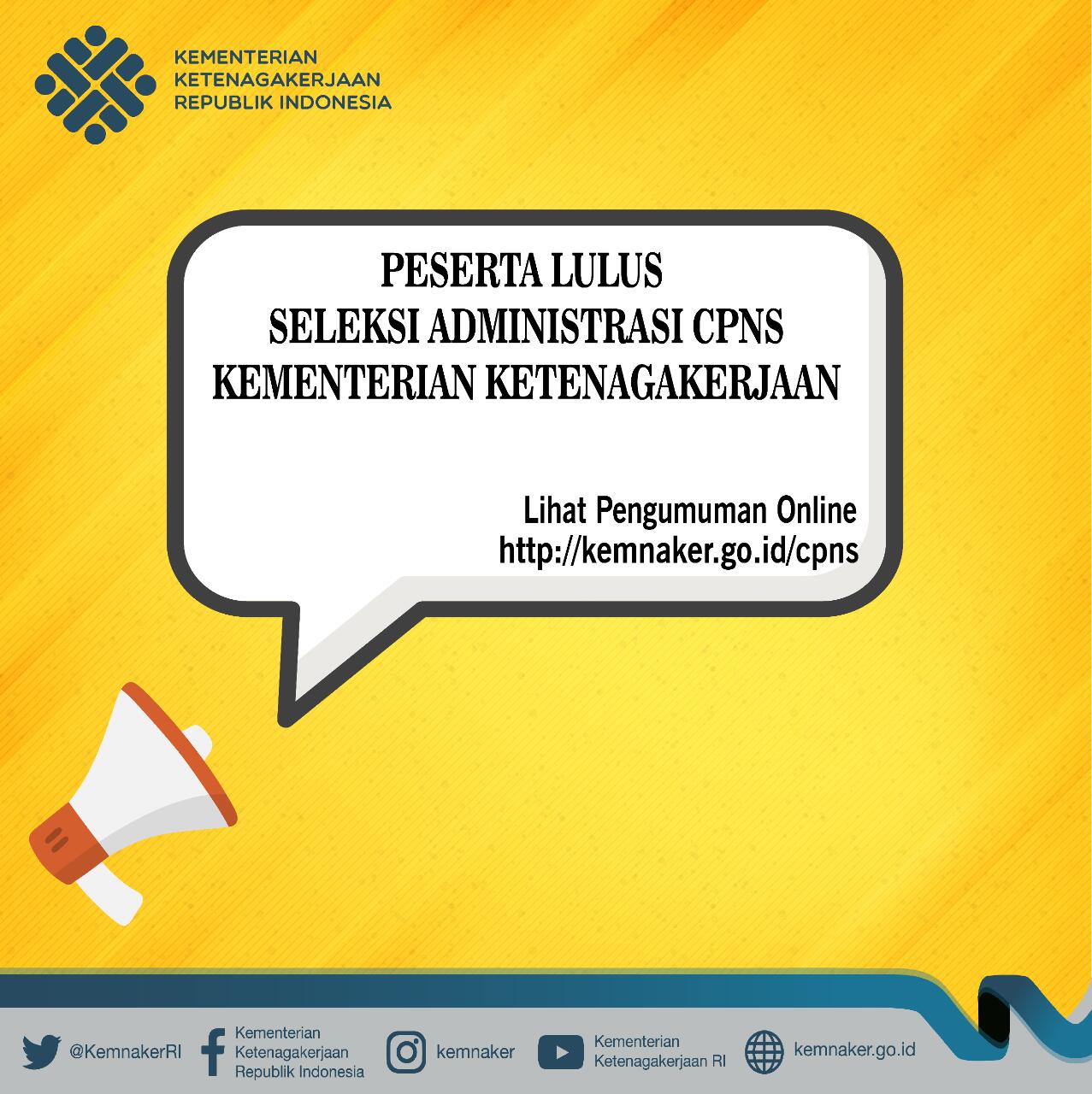 Ribuan Pelamar CPNS Kemenaker Lulus Seleksi Administrasi