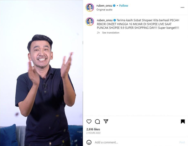 Bertabur Bintang 24 Jam Nonstop di Shopee Live, Ruben Onsu, Sarwendah, hingga Aurel Meriahkan Puncak Kampanye 9.9 dan Raih Keuntungan Fantastis