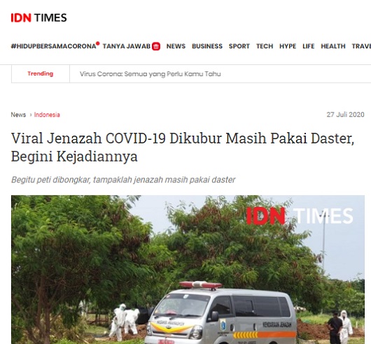 Cek Fakta Viral Foto Jenazah Positif Covid 19 Dikuburkan Masih Mengenakan Medcom Id