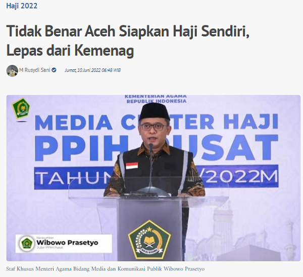 [Cek Fakta] Video Aceh Siapkan Haji Sendiri Lepas dari Kemenag yang sudah Tayang 5,5 Juta Kali? Ini Faktanya