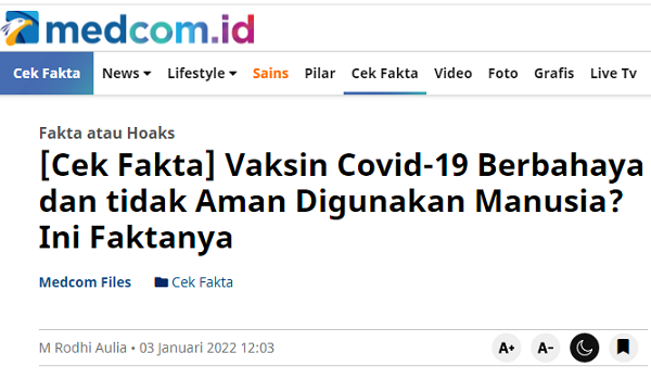 [Cek Fakta] Video Pakar Amerika dan Eropa Sebut Vaksin Covid-19 Membahayakan Kesehatan? Ini Faktanya