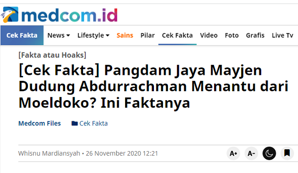 [Cek Fakta] Benarkah KSAD Jenderal Dudung Menantu Moeldoko? Ini Faktanya