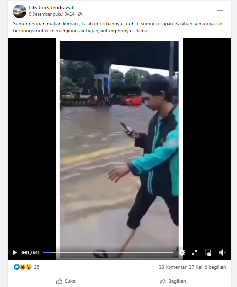 [Cek Fakta] Video Pejalan Kaki Terperosok ke Sumur Resapan? Ini Faktanya
