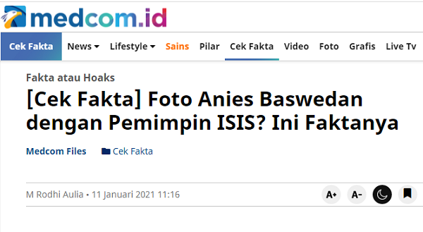 [Cek Fakta] Beredar Foto Anies Baswedan dengan Petinggi Teroris? Ini Faktanya