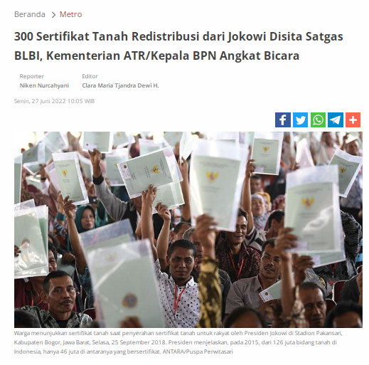 [Cek Fakta] Benarkah Jokowi Menipu dengan Membagi-bagikan Sertifikat Tanah Palsu ke Ratusan Warga berhasil Bogor? Ini Faktanya