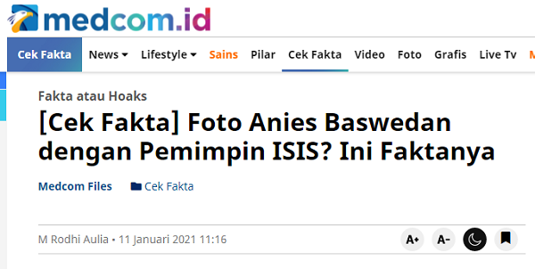 [Cek Fakta] Beredar lagi Foto Anies dengan Petinggi ISIS? Ini Faktanya