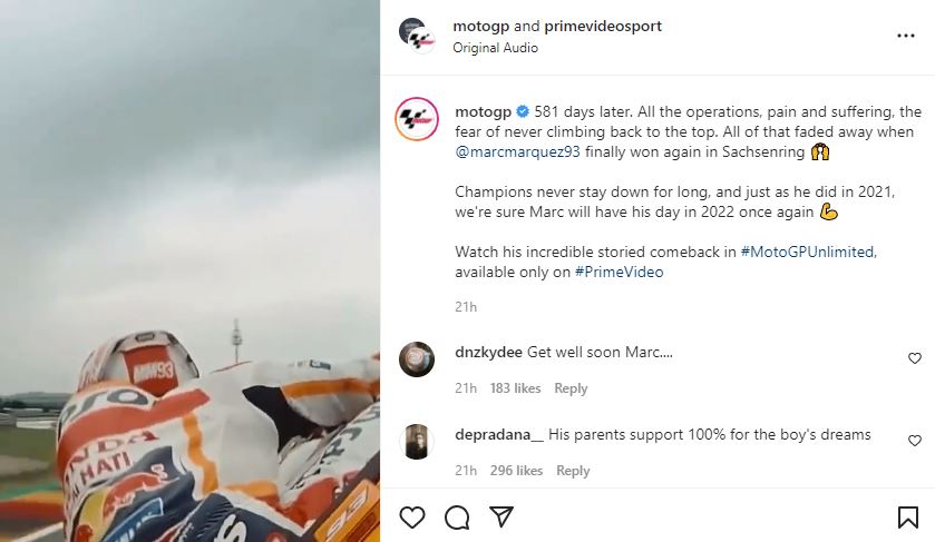 Diplopia Marquez Kambuh Usai Kecelakaan di Mandalika, MotoGP Kirim Pesan Menyentuh