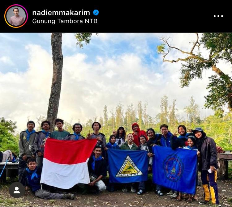 Nadiem Naik Gunung Tambora, Sempat Diskusi Pendidikan dengan Mahasiswa